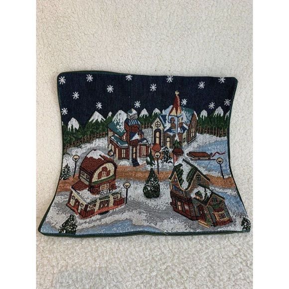 Vintage Christmas Needlepoint Pillow Cover Pillow Sham Holiday Santa Claus - Picture 1 of 8